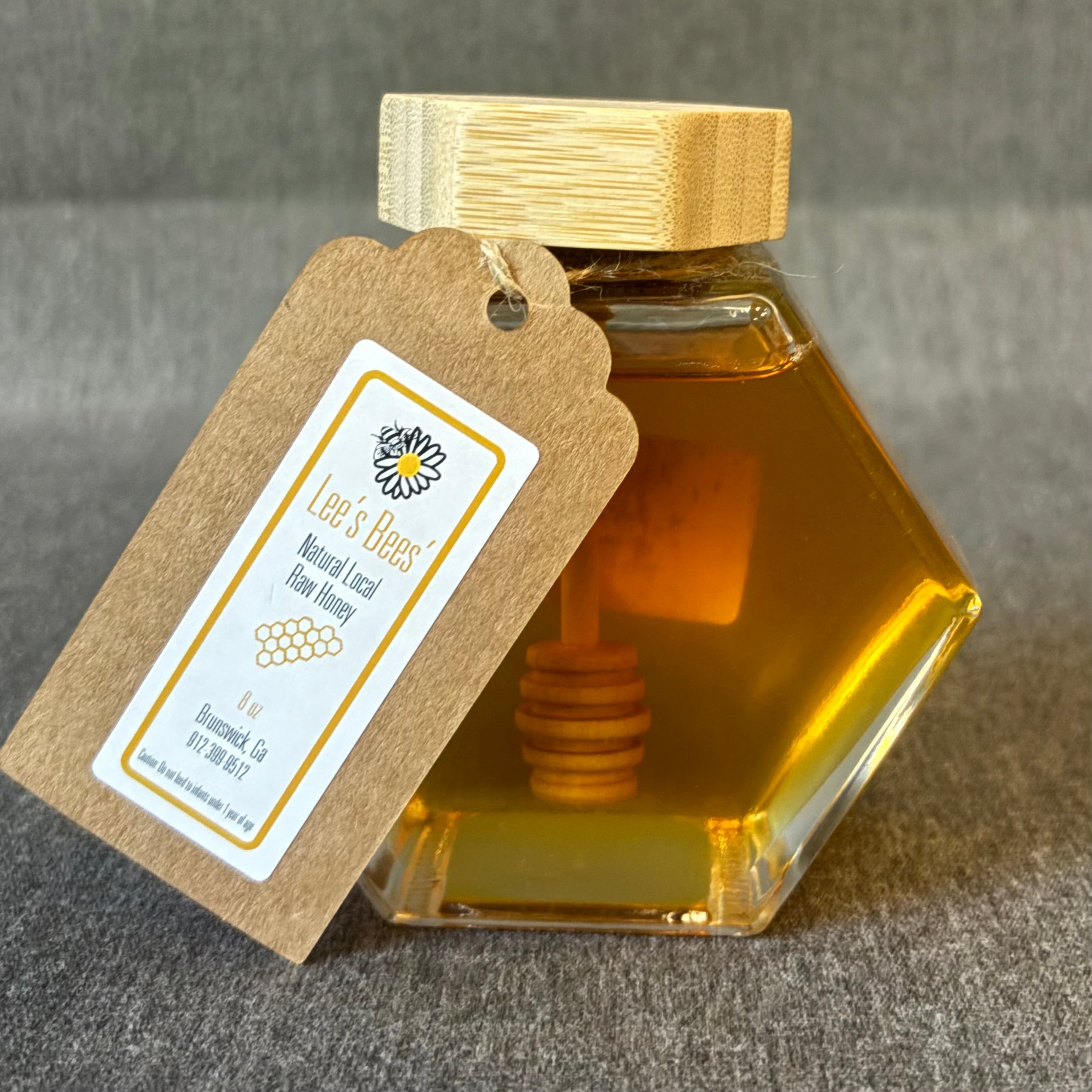 GIC Lee's Bees' Natural Local Honey with Stick 8oz.